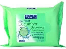 BEAUTY FORMULAS מגבוני ניקוי לעור הפנים מועשרים בתמציות מלפפונים ולחות 30 יחידות במארז