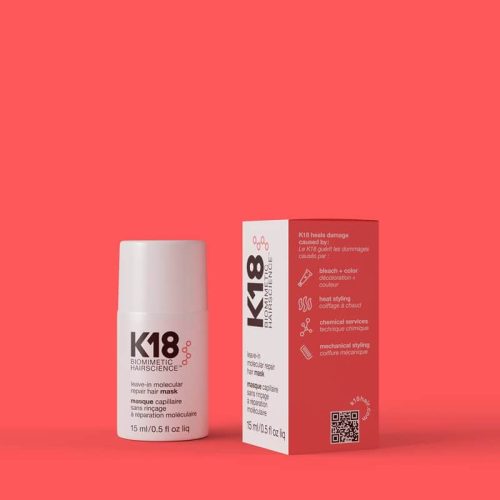 K18 hair מסכה לתיקון מולקולרי של השיער , ללא שטיפה 15 מ"ל. טיפול לשימוש ביתי לתיקון נזק השיער ב-4 דקות