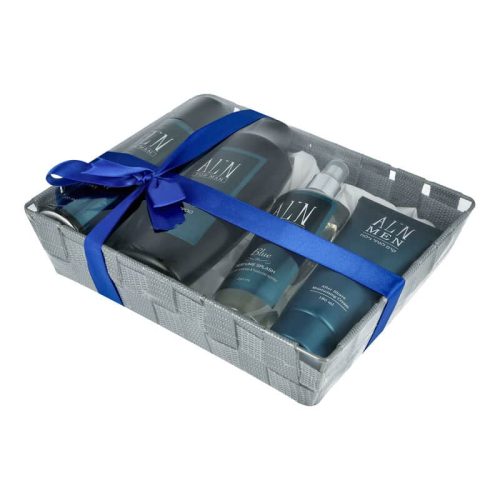 סלסלה BLUE MAN המכילה קרם גוף 400 מ"ל,דאודורנט 200 מ"ל,מבשם גוף 250 מ"ל ואפטר שייב קרם 180 מ"ל